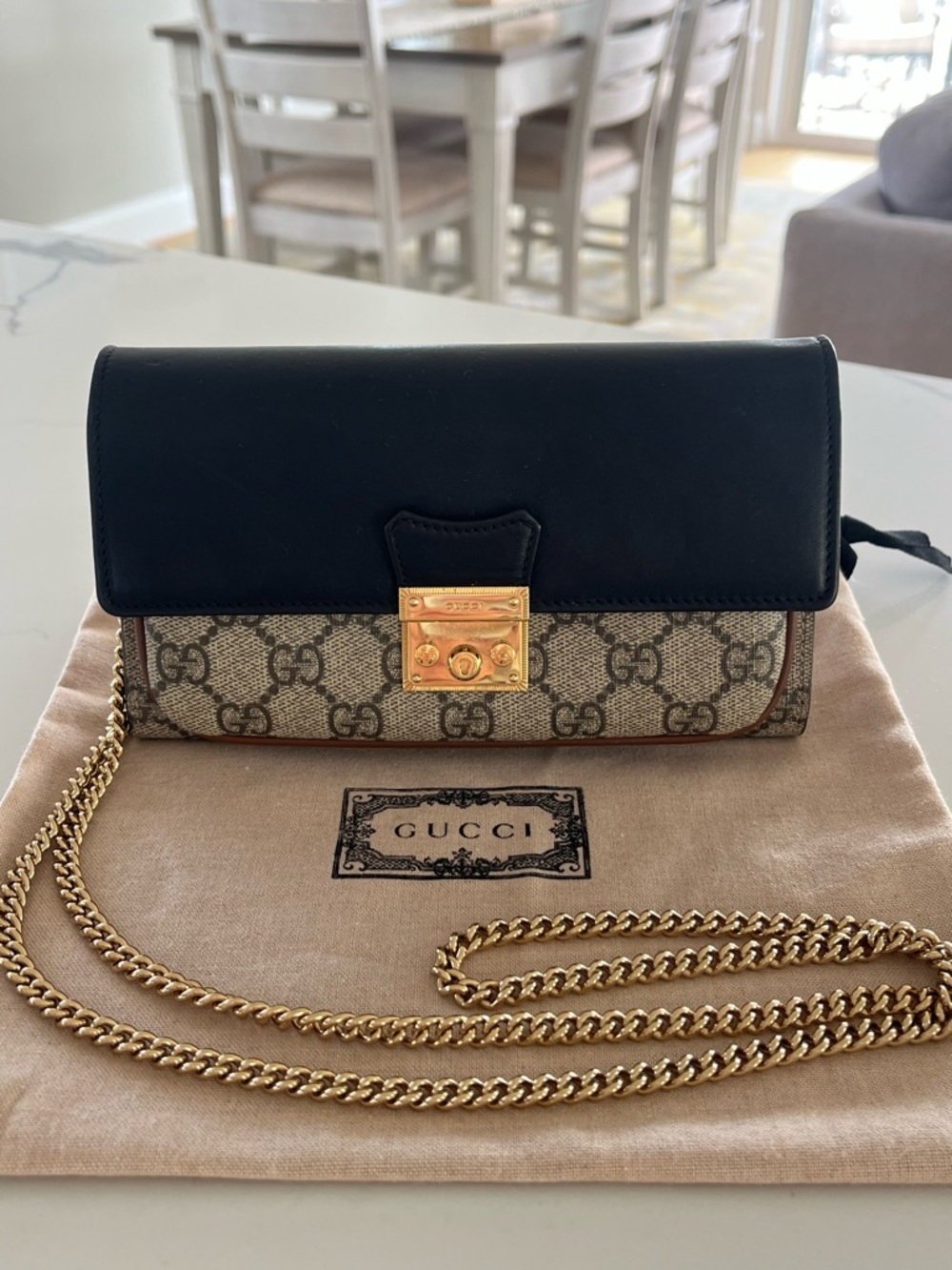 Gucci Padlock GG Supreme Monogram Chain WOC Shoulder Bag Crossbody Bag
